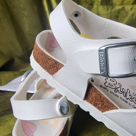 White Birki's Sandals with Beach Themed Insole Size 13 Girls - Picture 7 of 9